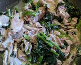 簡単★昼食!豚肉と蓬蓮草のたれマヨ炒め作り方2写真