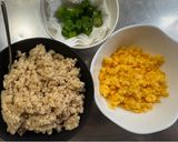 簡単しっとり鶏そぼろの三色丼作り方6写真