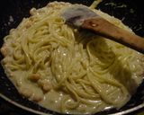 エビ入り　ブルーチーズのクリームパスタ作り方5写真
