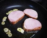 ロースハムのガーリックステーキ作り方2写真