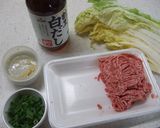 白菜とあいびきミンチ肉の白だし煮作り方1写真