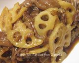 基本おかず♪レンコンと豚肉の甘辛炒め作り方10写真