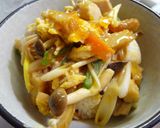 親子丼風♪野菜たっぷり！具沢山の卵とじ丼作り方7写真
