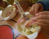 味噌汁にハム作り方3写真