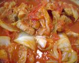 土鍋で作るキャベツとお肉のトマト煮込み作り方7写真