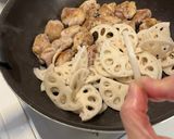お肉ゴロゴロ、蓮根シャキシャキ炒め作り方4写真