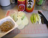 ネギ類と納豆のスパゲッティー作り方1写真