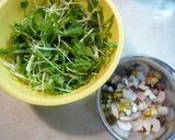水菜とシーフードDE♥ゴマ②パスタサラダ作り方3写真
