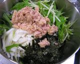 シャキシャキ♪水菜と山芋のサラダ海苔風味作り方2写真
