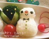 簡単★雪だるまのおにぎり（キャラ弁）作り方3写真