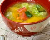 かぼちゃとトマトとレタスで栄養満点♡お味噌汁♪作り方5写真
