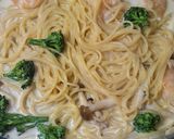 海老とブロッコリーのクリームパスタ作り方3写真