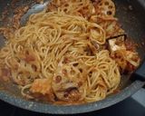 麻婆トマトペースト厚揚げ蓮根鰯パスタ作り方3写真