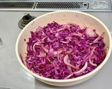ソーセージと紫キャベツと紫玉ねぎの炒めもの作り方9写真