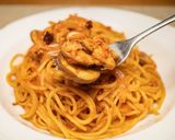 鯖缶とマッシュルームのトマトソースパスタ作り方13写真
