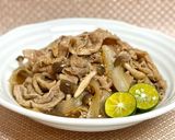 簡単夕飯肉料理。豚こま玉ねぎしめじの甘辛生姜炒め作り方6写真