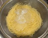 生ハムとバジルクリームの冷製パスタ作り方2写真