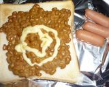 納豆トーストと皮無しウィンナー晩飯作り方1写真
