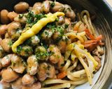 毎日の納豆●惣菜焼きそば小鉢盛り作り方1写真