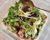 豚そぼろと赤しそ梅酢のとろろ和え作り方6写真