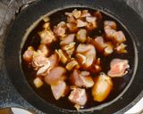 春菊・椎茸・鶏肉の卵とじ作り方1写真