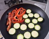 ズッキーニとパプリカのひき肉餡がけ作り方2写真