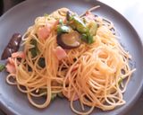 夏野菜とベーコンのピリ辛炒めスパゲティ作り方14写真