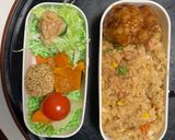 全てレンジ洋風万能梅トマト味炒飯弁当作り方16写真