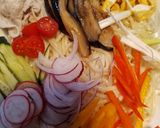 自家製胡麻だれでカラフルサラダうどん作り方5写真