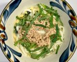 即席の卵スープと挽き割り納豆うどん作り方6写真