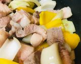 豚うでブロック肉の角切り生姜レモン炒め作り方2写真