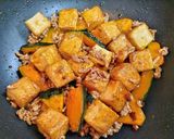 節約簡単夕飯主菜昼食かぼちゃ厚揚げ挽肉韓国甘辛煮作り方7写真