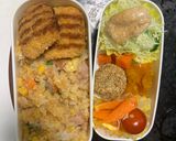 レンジ簡単洋風味噌トマトドリア味炒飯弁当作り方16写真