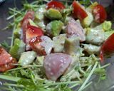 冷凍アボカドと、豆苗と、ミニトマトサラダ作り方4写真