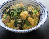 豚肉とほうれん草と卵の中華焼きそば魚醤味作り方15写真