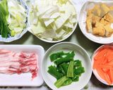 今日の夕飯！野菜料理豚肉厚揚げ回鍋肉中華作り方1写真