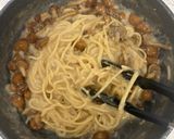 ワンパンで♪なめこのクリーミーパスタ作り方5写真