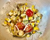 冷製パスタ！夏野菜のクリチ梅ダシダハニー作り方1写真