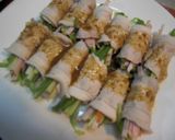 簡単!豚肉の野菜巻き☆からし醤油で作り方6写真