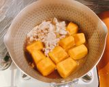 豚肉入りかぼちゃと茹で小豆のいとこ煮作り方3写真