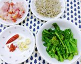 菜の花・じやこ・ベーコンのペペロンチーノ作り方1写真