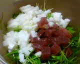 マグロと水菜のサラダ温泉たまご添え作り方4写真