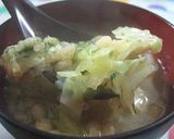 揚げ玉・青海苔入り❤キャベツの味噌汁作り方4写真
