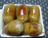顔を出した肉巻きお握り　作り方7写真