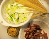 「簡単チャーシューと長ネギのパスタ」作り方1写真