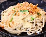 超簡単！鮭フレークのクリームうどん作り方5写真