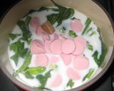 お魚ソーセージ即席☆ほうれん草チーズ雑炊作り方2写真