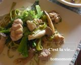 *菜の花と鶏肉のフィットチーネ*作り方6写真