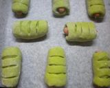 ♪HBで生地♪ほうれん草生地のウインナー作り方7写真