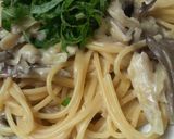 ワサビ醤油クリーム☆舞茸パスタ作り方4写真